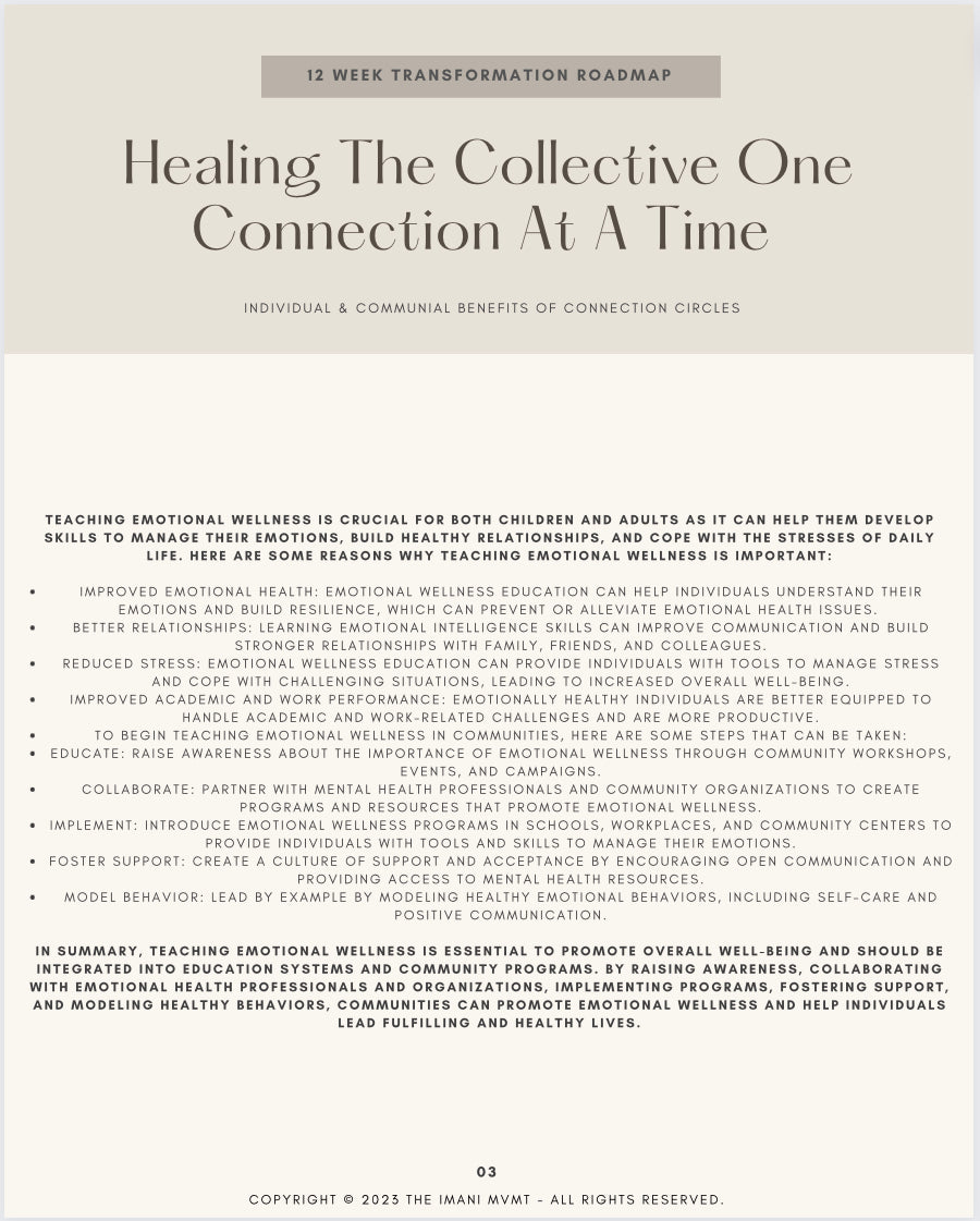 THE RESILIENCE MVMT : Connection Circle 12 Week Program