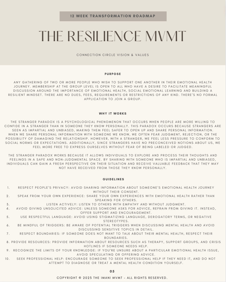 THE RESILIENCE MVMT : Connection Circle 12 Week Program