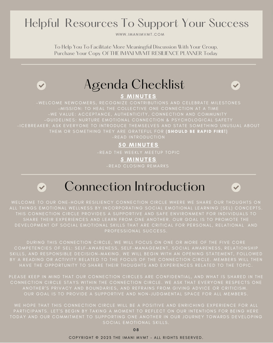 THE RESILIENCE MVMT : Connection Circle 12 Week Program