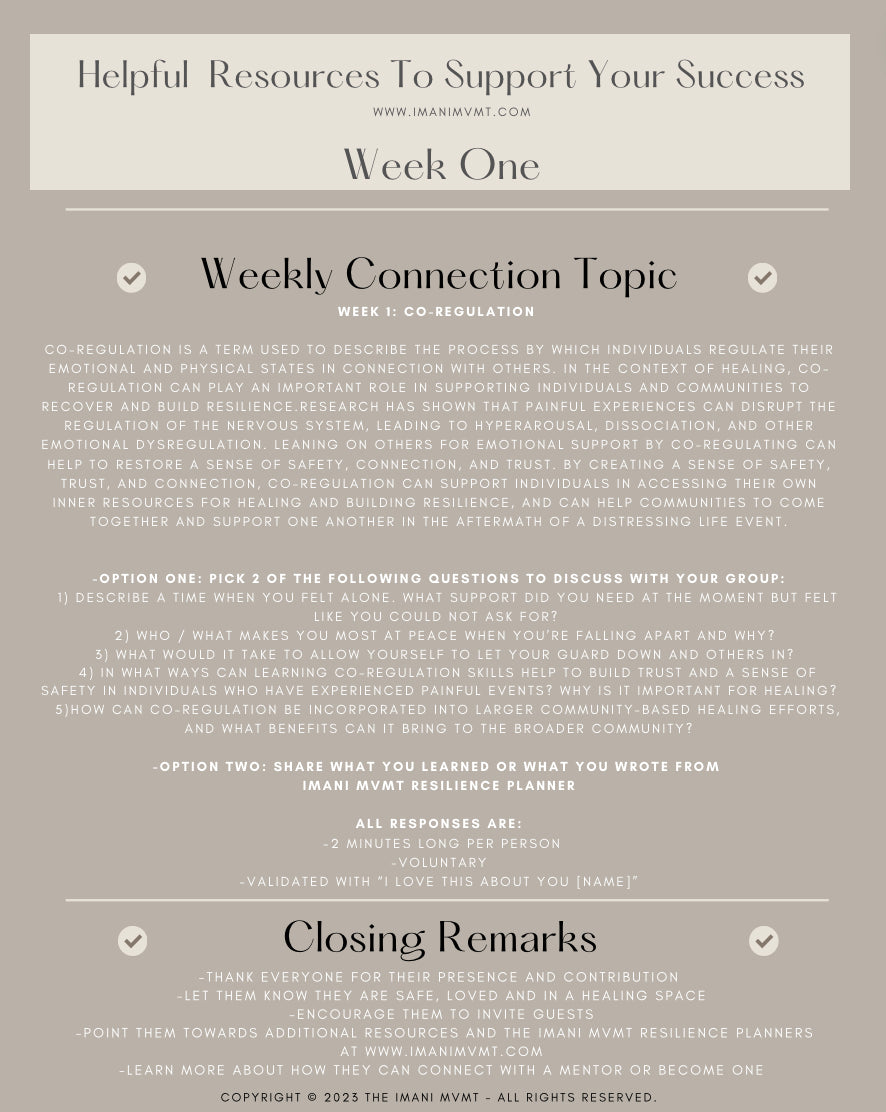 THE RESILIENCE MVMT : Connection Circle 12 Week Program