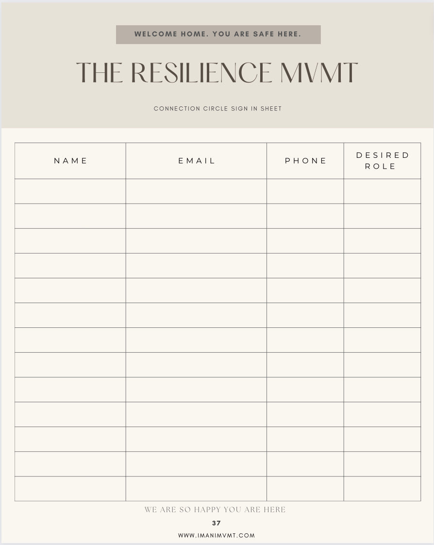 THE RESILIENCE MVMT : Connection Circle 12 Week Program