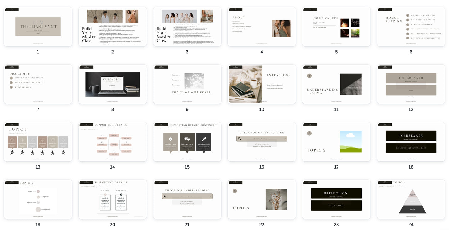 Masterclass Templates & Workbooks