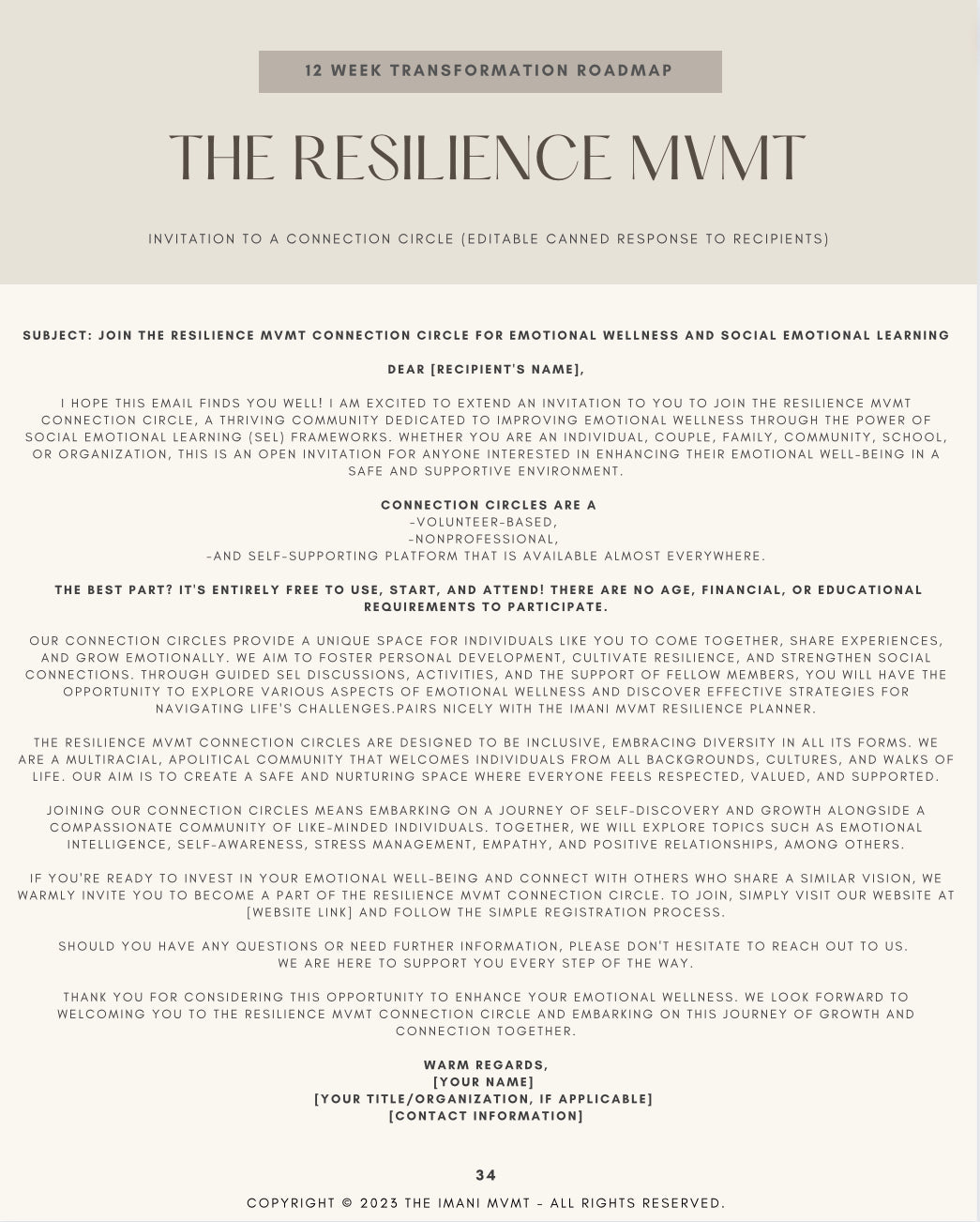 THE RESILIENCE MVMT : Connection Circle 12 Week Program