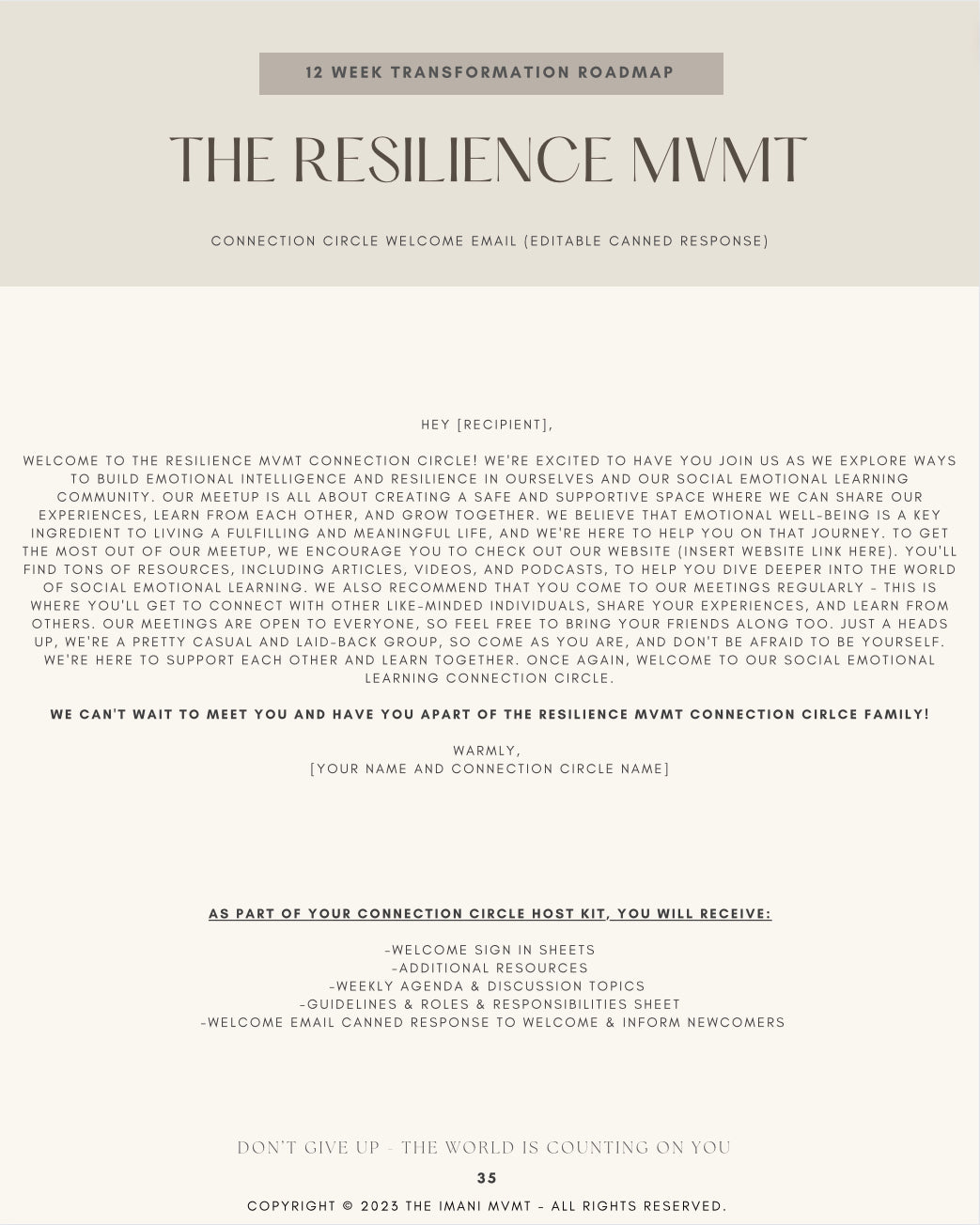 THE RESILIENCE MVMT : Connection Circle 12 Week Program